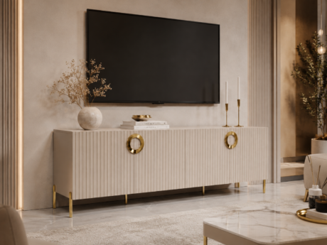 Komoda RTV Paris z ryflowanym frontem