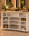 Mobilny bar dla barmanów - biały bar eventowy na kółkach ze złotym wykończeniem - Thumbnail Image 2